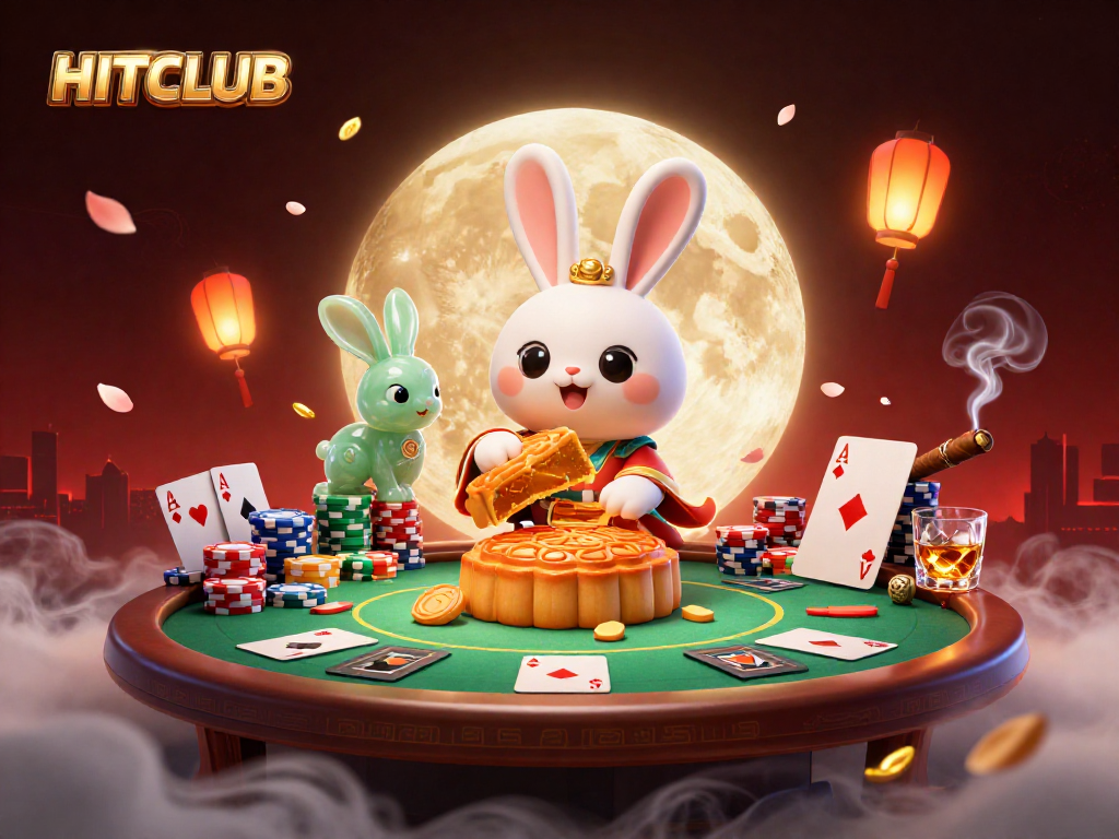 Join HITCLUB's thrilling poker games with vibrant chips and dynamic visuals.