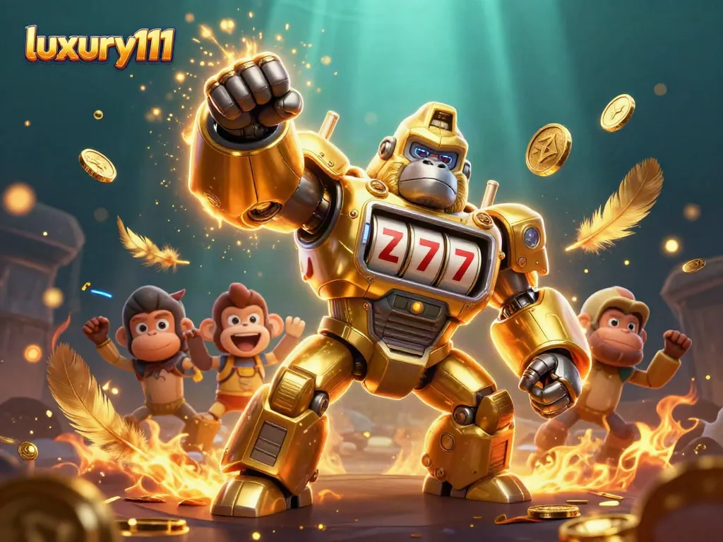 Experience luxury111 gaming with a dramatic, action-packed 3D casino scene full of dynamic elements.