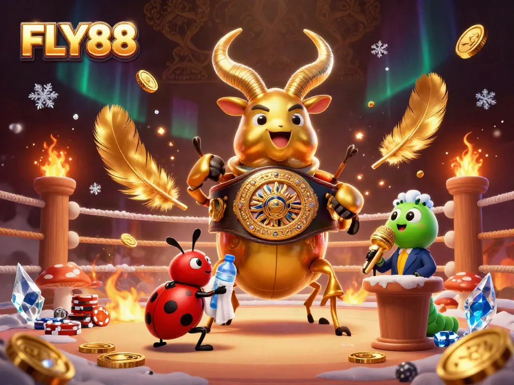 FLY88 offers exhilarating sports betting action in a dynamic 3D casino illustration.