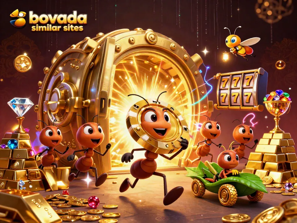 Explore bovada similar sites with vibrant casino scenes, featuring animated heist elements.