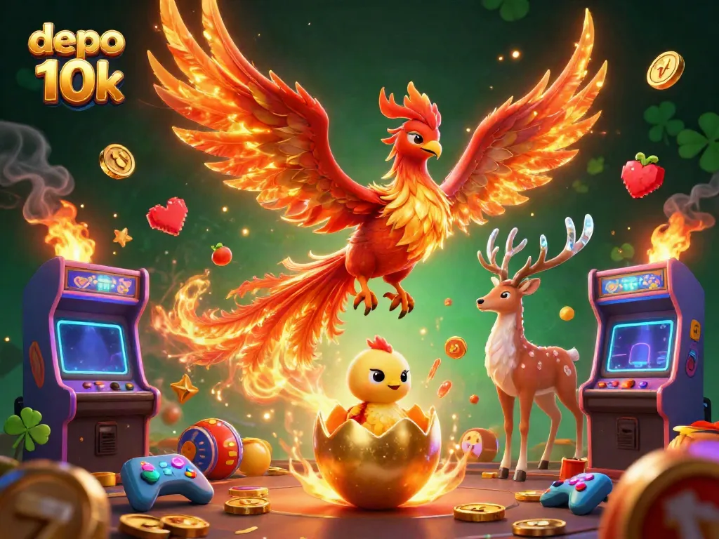 Engage in thrilling gameplay with depo 10k, featuring vibrant phoenix visuals and lively gaming symbols.
