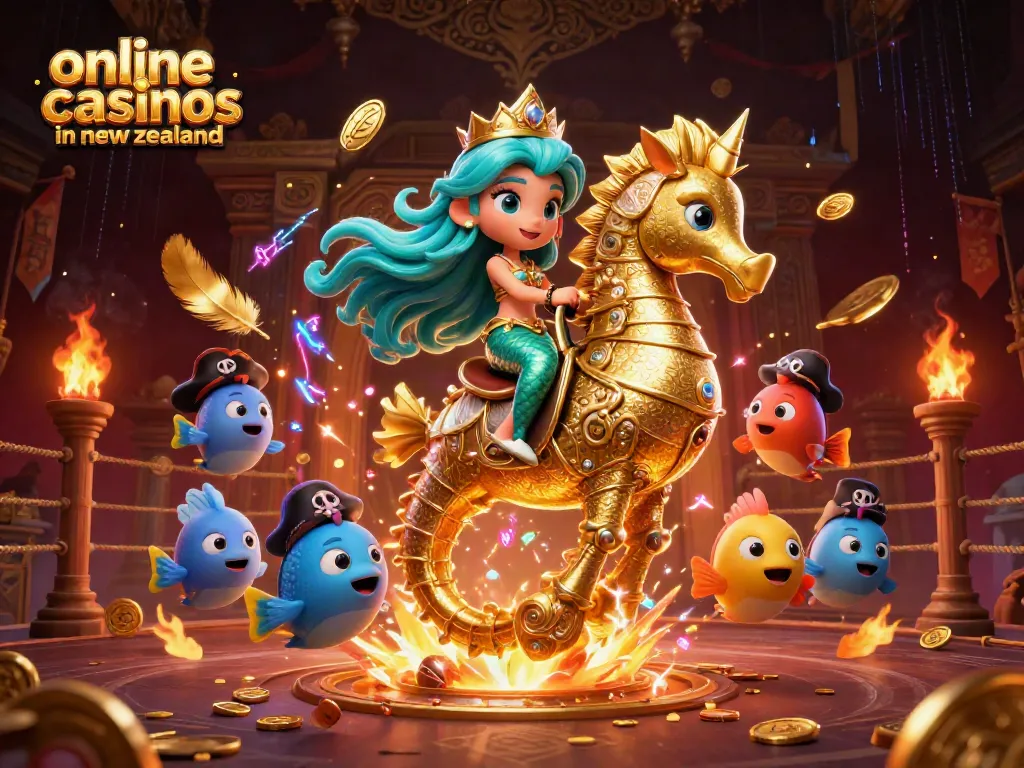 Engage with top online casinos in New Zealand featuring vibrant casino-themed 3D art.