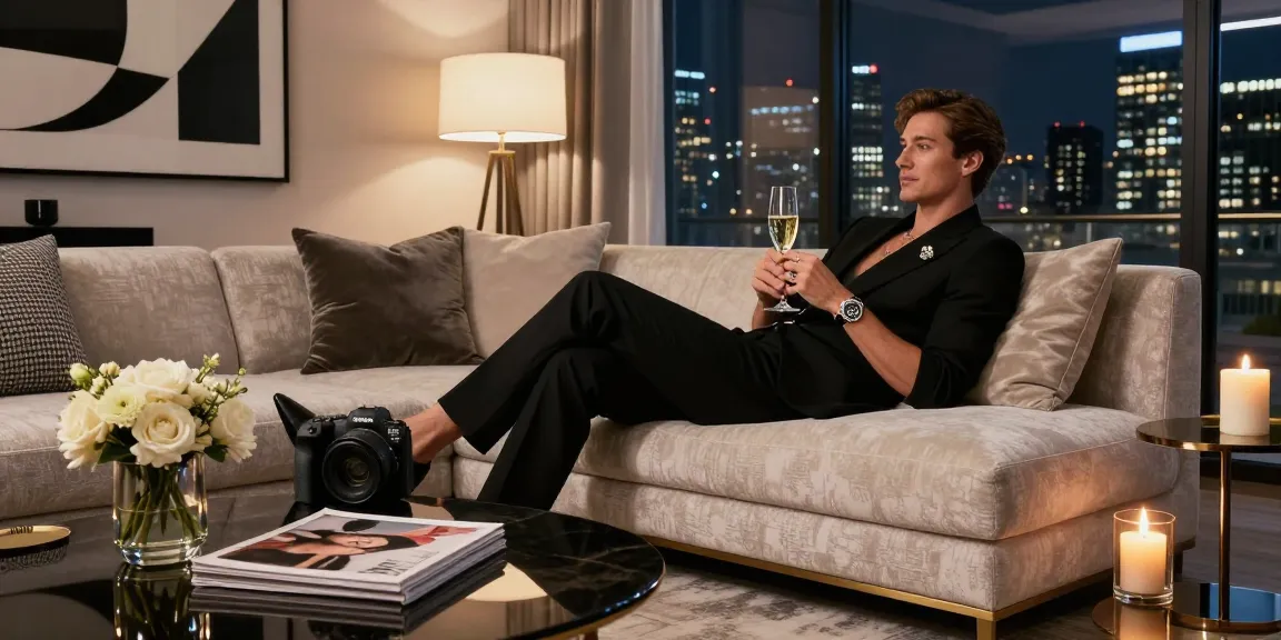 luxury111 gaya hidup mewah dengan pemandangan kota malam di penthouse
