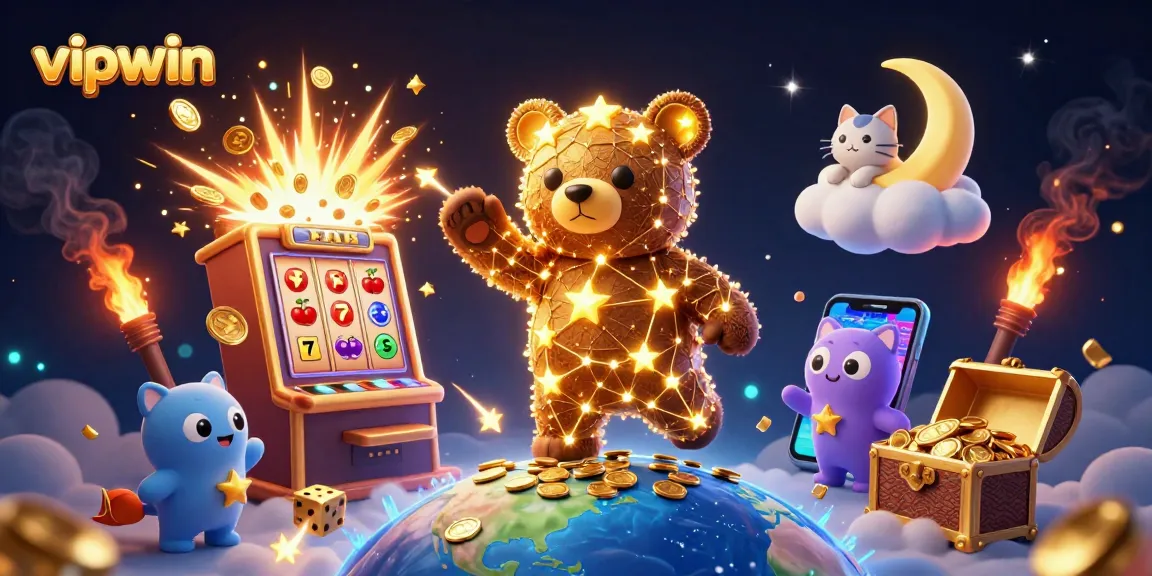 Engage with vipwin's thrilling slot features through this detailed 3D casino illustration.