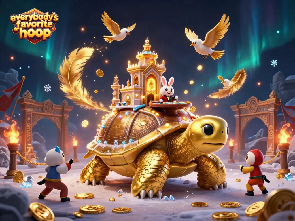 Engage with everybody's favorite hoop as vibrant coins and dealers animate in a surreal casino scene.