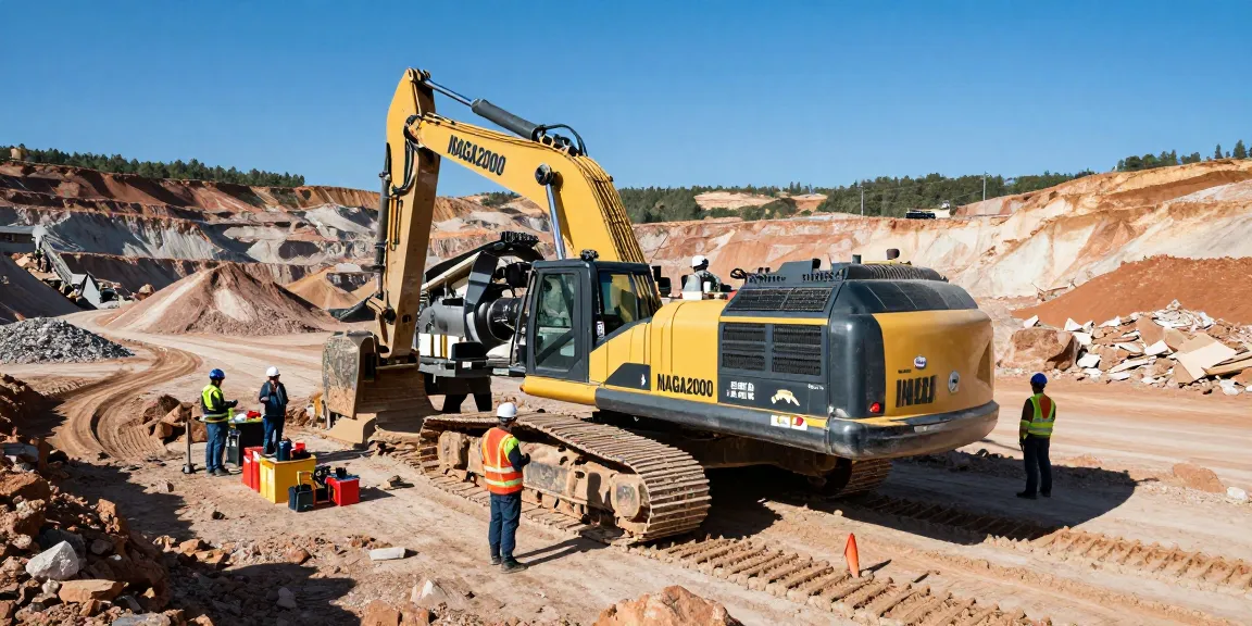 NAGA2000 mining equipment showcased in active gold mine with workers inspecting machinery.