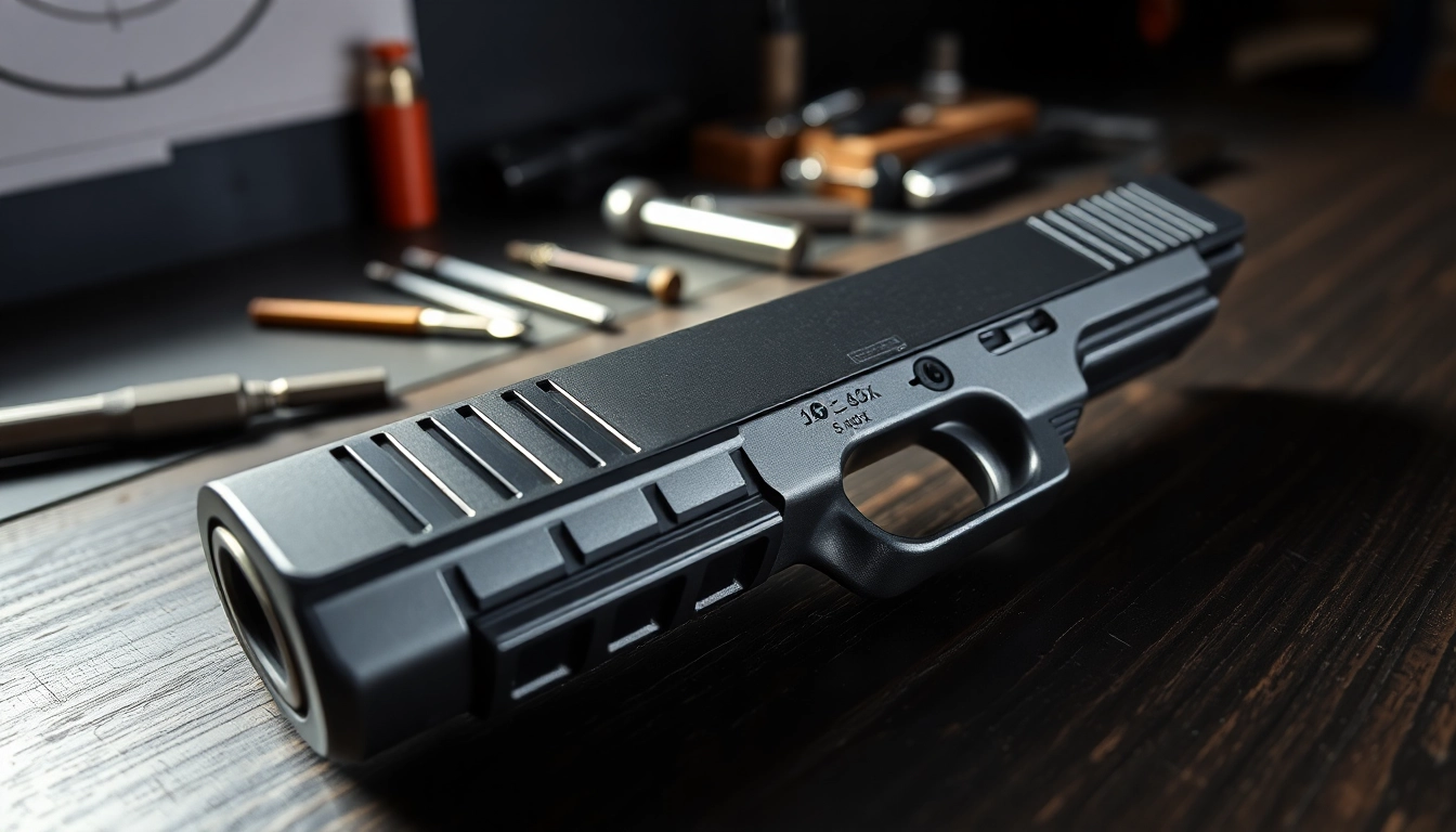 Examine the glock 43x mos slide showcasing its precision engineering and sleek design.