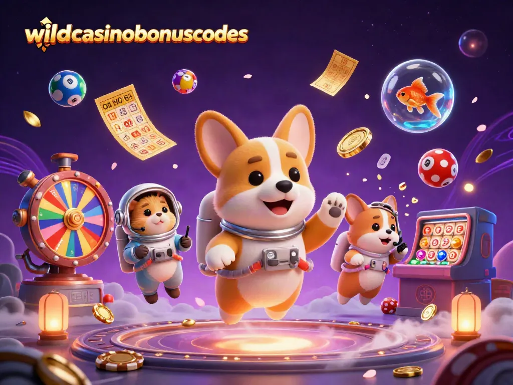 Engage with wildcasinobonuscodes in a vivid 3D space casino with lively characters and exciting game elements.