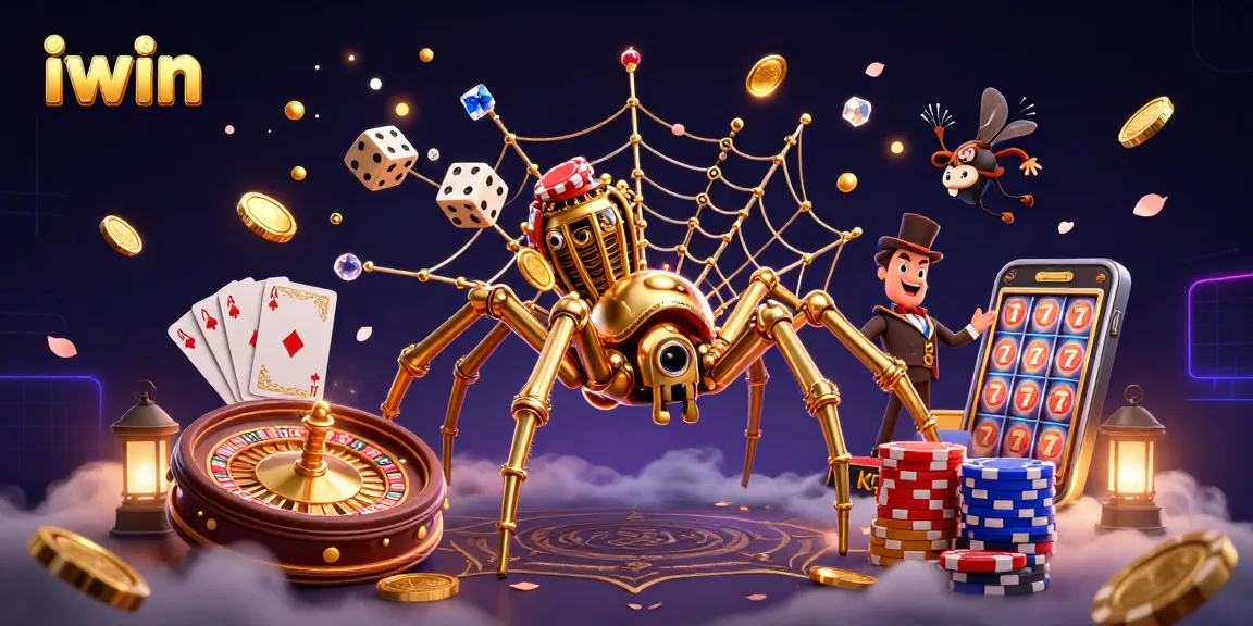 Experience the thrill of iwin with golden spider and cosmic casino elements in action.