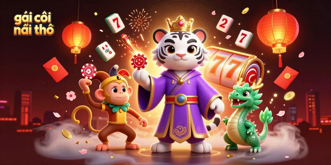 Engaging scene of gái gọi cần thơ showcasing a playful tiger, monkey, and dragon amid casino elements.