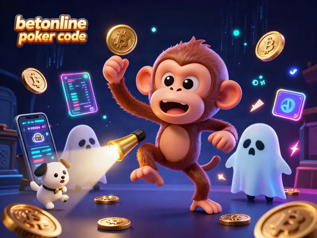 Engage with the betonline poker promo code scene featuring a ghostly monkey juggling in a haunted casino.