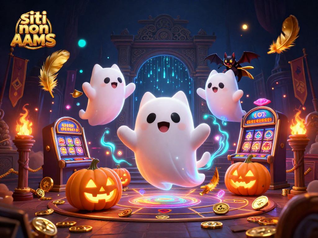 Guarda il fantastico fantasma gattino che fluttua nei siti non AAMS con vincite illuminate intorno.