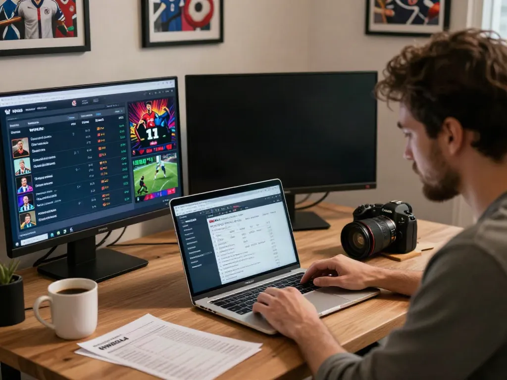 Enthusiastic user exploring WWBOLA's betting options in a cozy study.