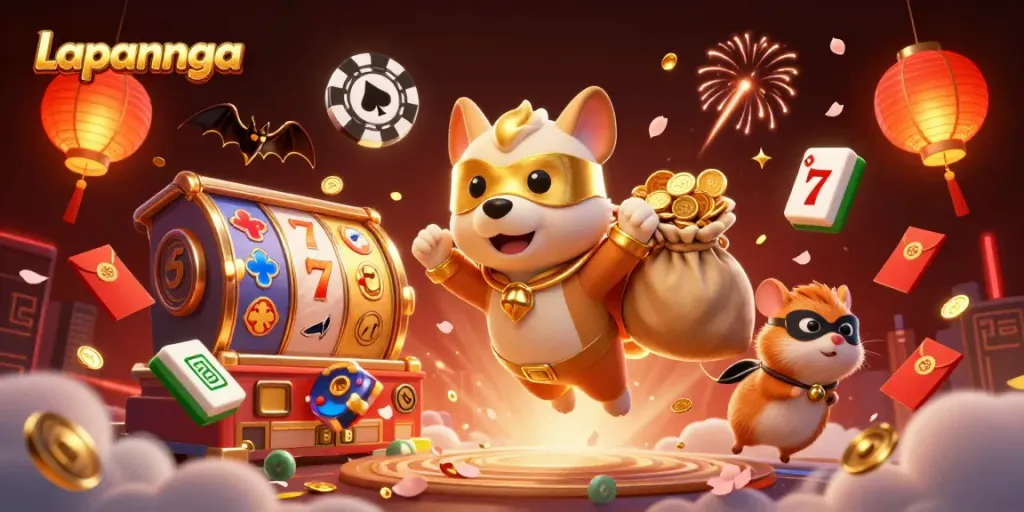Experience thrill and excitement with Lapannaga featuring a heroic dog and hamster in a vibrant casino scene.