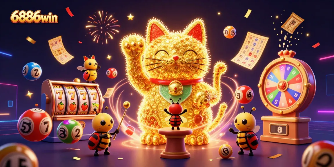 Experience the excitement of 6886win with colorful casino symbols and dynamic game elements.