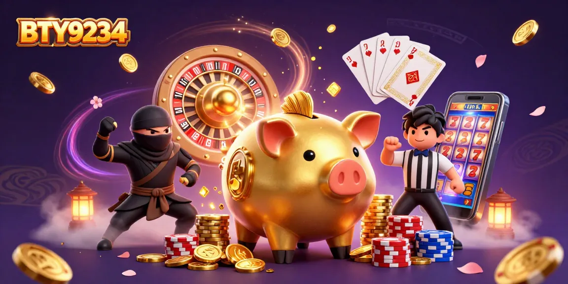 Experience the thrilling BTY9234 casino scene with dynamic characters and vibrant gaming elements.