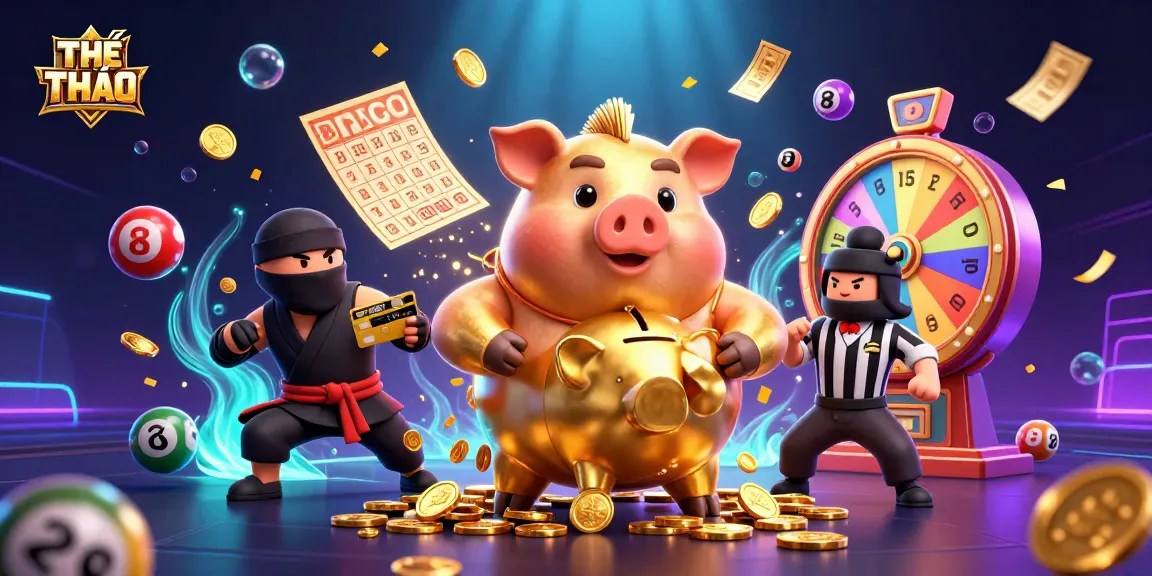 Celebrate THỂ THAO gaming excitement with a dynamic scene featuring colorful lottery balls and engaging characters.