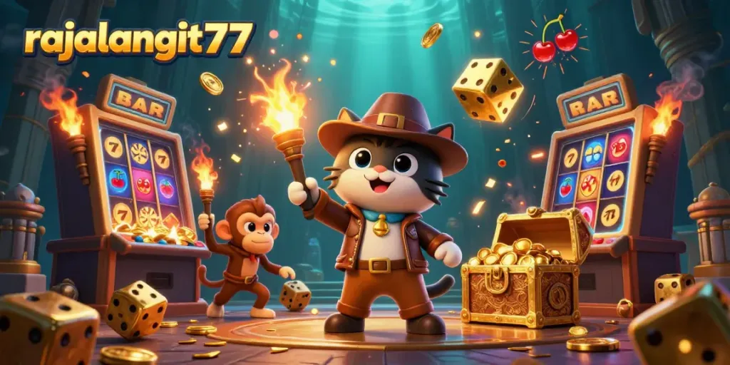 Rasakan keseruan bermain judi di rajalangit77 dengan karakter unik dan elemen kasino menarik.